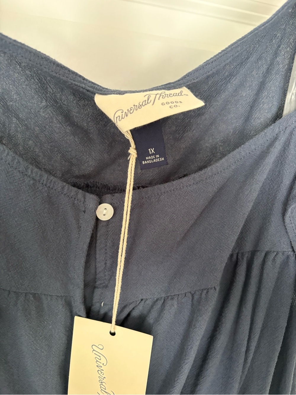 Universal Thread Navy Blue Ruffled Strap Button-Front Sundress - Picture 3 of 3